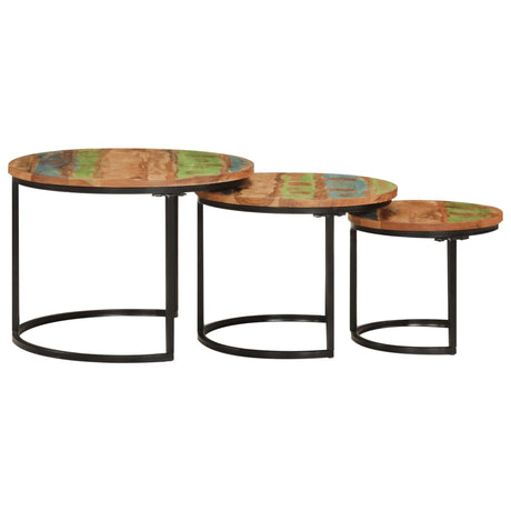 Vidaxl tafeltjesset 3 st massief gerecycled hout