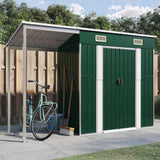 VidaXL Gartenhaus mit verlängertem Dach 277x110,5x181 cm Stahlgrün