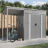 VidaXL Gartenhaus mit verlängertem Dach 277x110,5x181 cm Stahl hellgrau