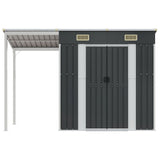 VidaXL Gartenhaus mit verlängertem Dach 277x110,5x181 cm Stahl Anthrazit