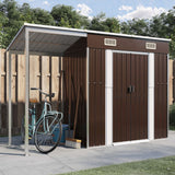 VidaXL Gartenhaus mit verlängertem Dach 277 x 110,5 x 181 cm, brauner Stahl