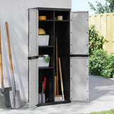 Vidaxl tuinkast 65x37x165 cm polypropeen grijs en zwart