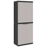 Vidaxl tuinkast 65x37x165 cm polypropeen grijs en zwart