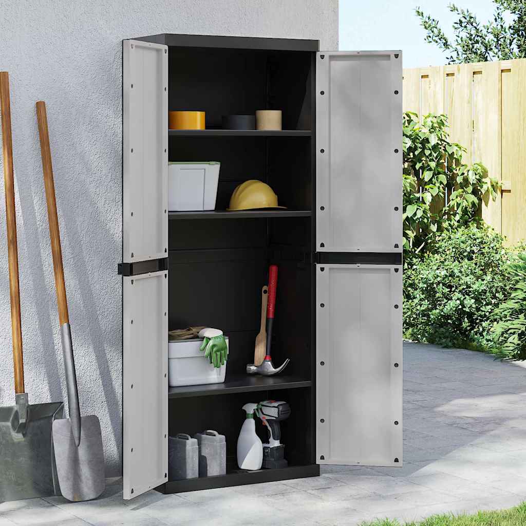 Vidaxl tuinkast 65x37x165 cm polypropeen grijs en zwart