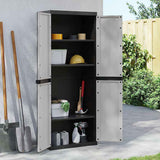 Vidaxl tuinkast 65x37x165 cm polypropeen grijs en zwart
