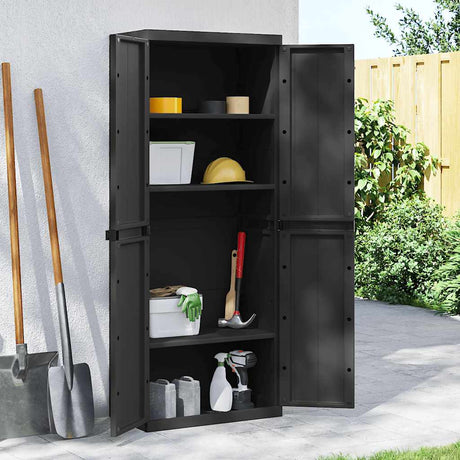 Vidaxl tuinkast 65x37x165 cm polypropeen zwart