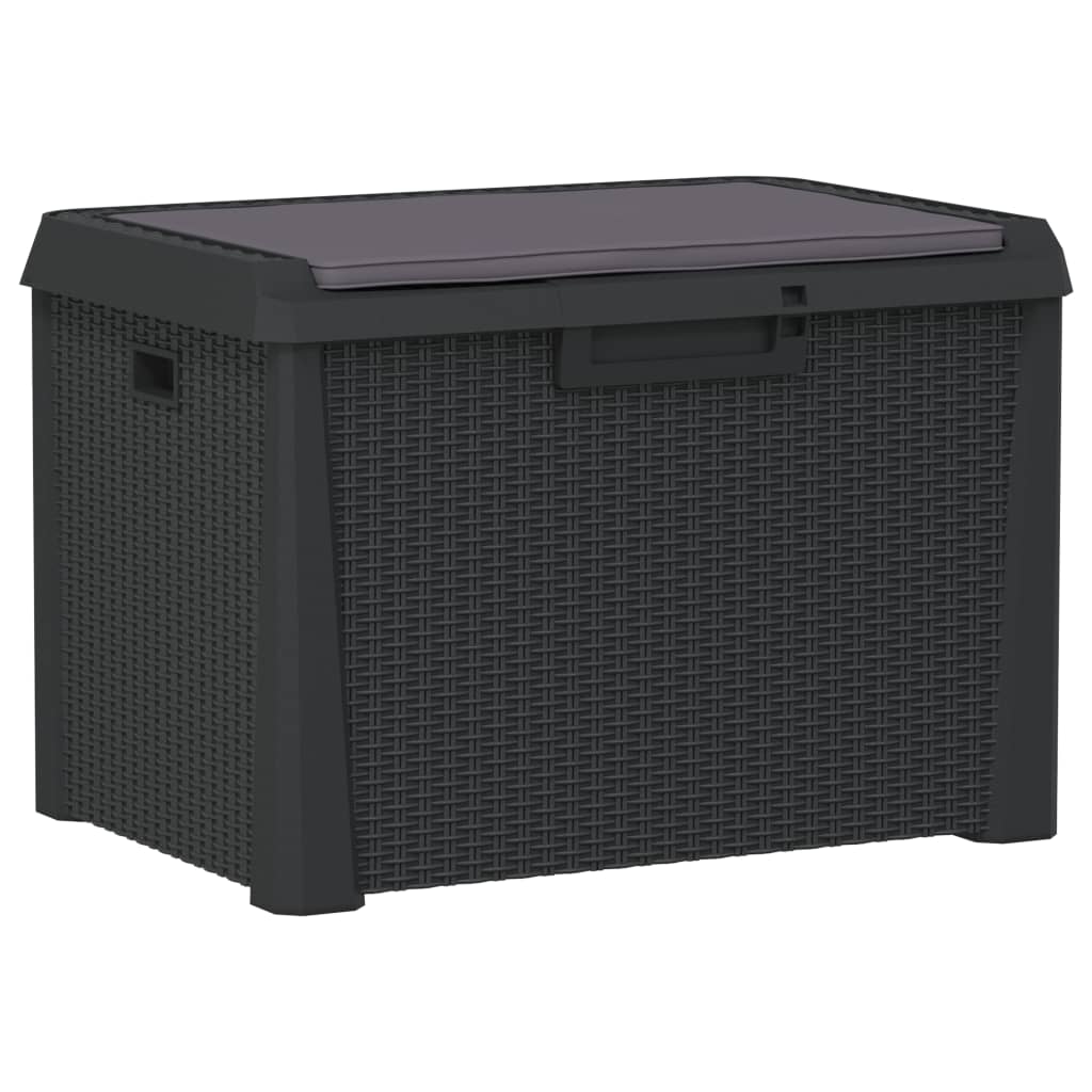 Vidaxl tuinbox met zitkussen 125 l polypropeen antracietkleurig