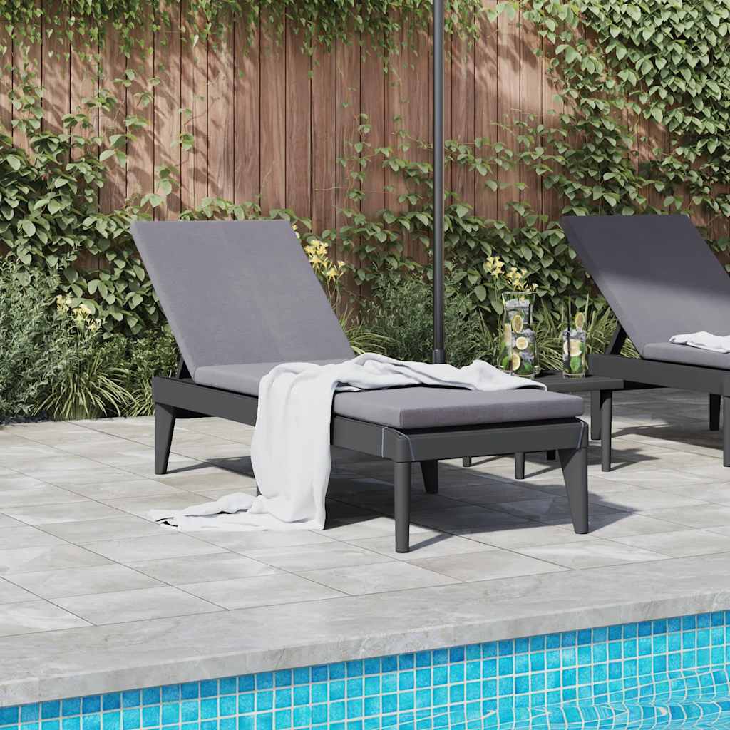 Vidaxl ligbed 186x60x29 cm polypropeen antracietkleurig