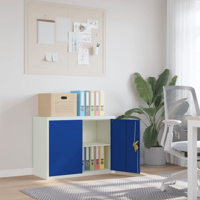 Vidaxl archiefkast 90x40x70 cm staal lichtgrijs en blauw