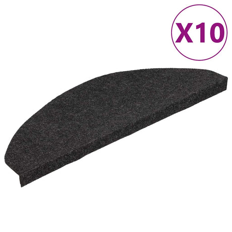Vidaxl -Treppenmatten Selbstadhäsiv 10 ST 65x22.5x3,5 cm Schwarz