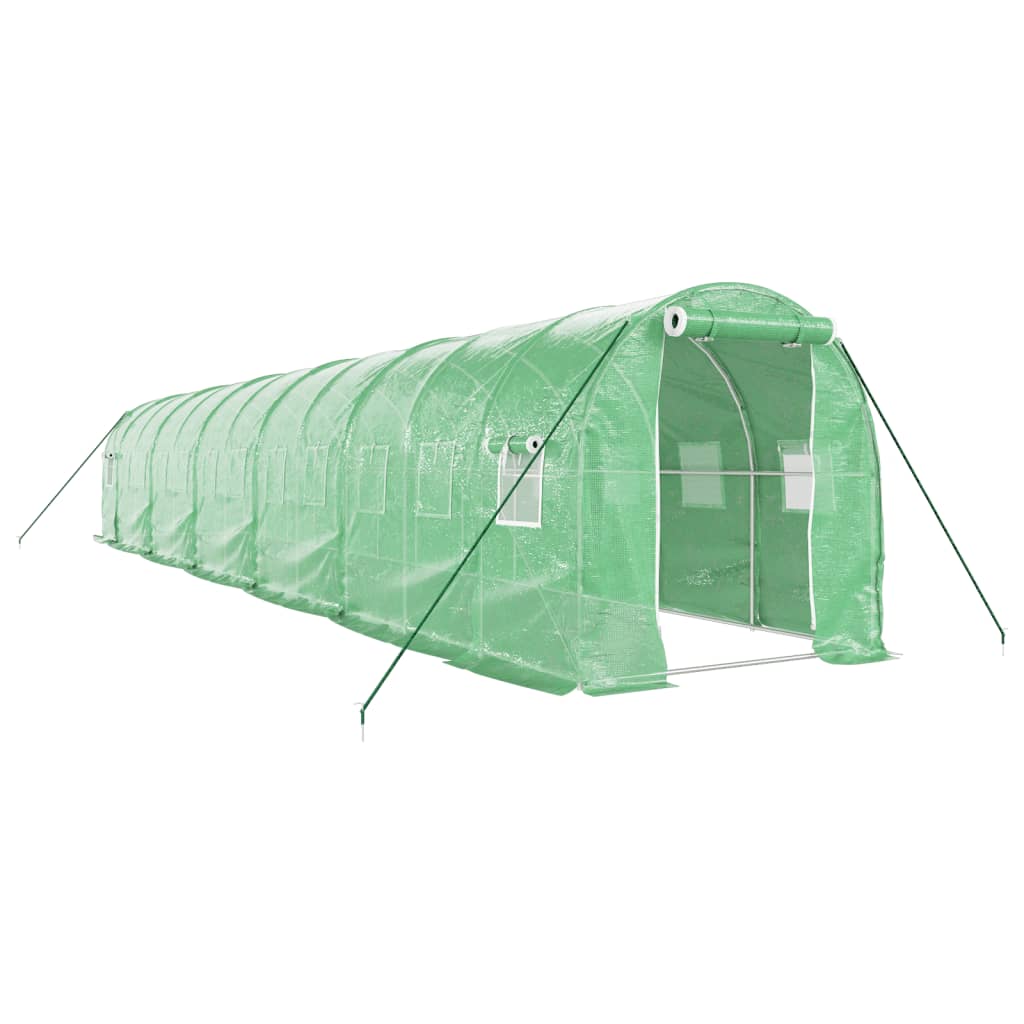 VidaXL Gartengewächshaus mit Stahlrahmen 24 m² 12x2x2 m grün