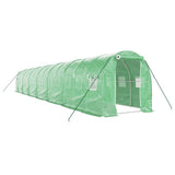 VidaXL Gartengewächshaus mit Stahlrahmen 28 m² 14x2x2 m grün