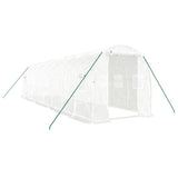 VidaXL Gartengewächshaus mit Stahlrahmen 16 m² 8x2x2 m weiß