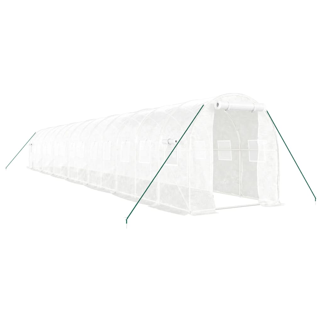 VidaXL Gartengewächshaus mit Stahlrahmen 28 m² 14x2x2 m weiß