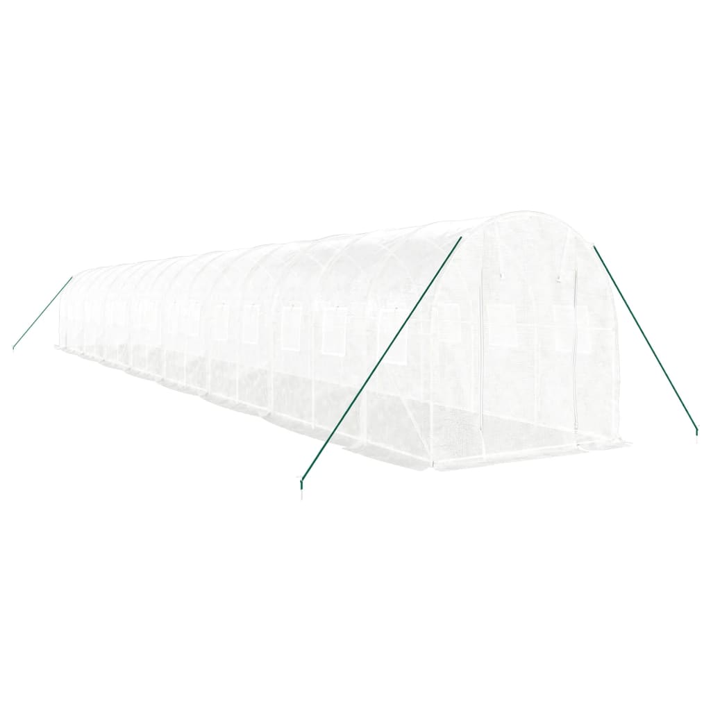 VidaXL Gartengewächshaus mit Stahlrahmen 32 m² 16x2x2 m weiß
