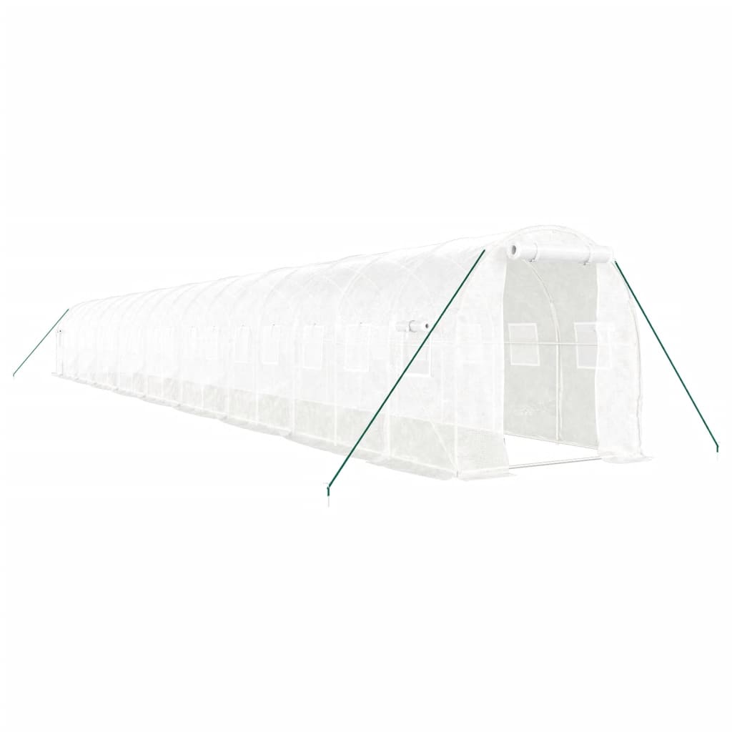 VidaXL Gartengewächshaus mit Stahlrahmen 36 m² 18x2x2 m weiß