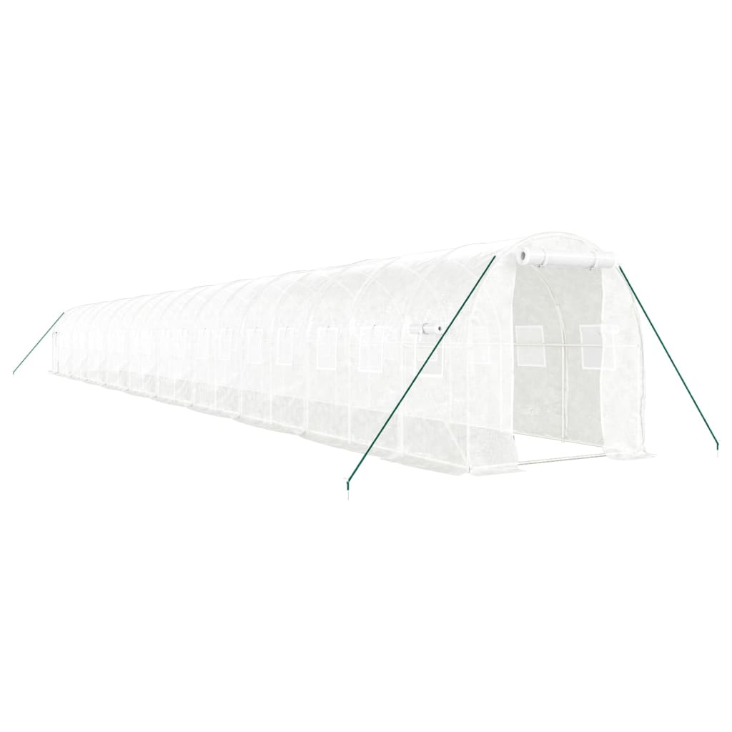 VidaXL Gartengewächshaus mit Stahlrahmen 40 m² 20x2x2 m weiß