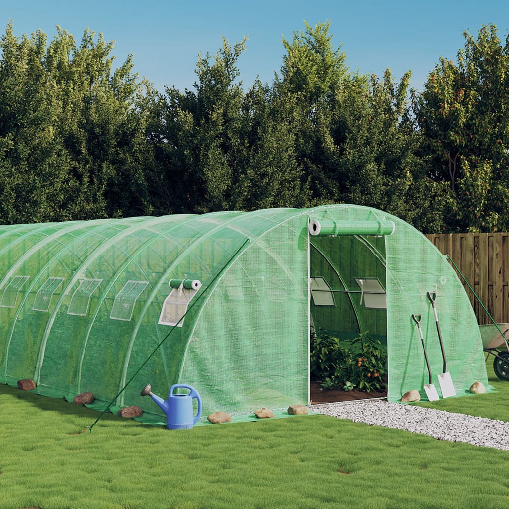 VidaXL Gartengewächshaus mit Stahlrahmen 40 m² 10x4x2 m grün