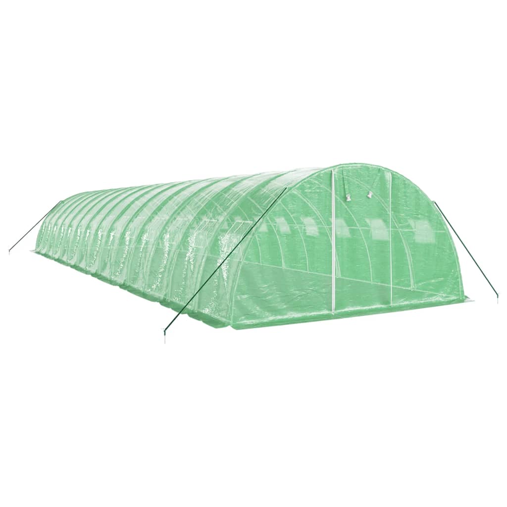 VidaXL Gartengewächshaus mit Stahlrahmen 56 m² 14x4x2 m grün