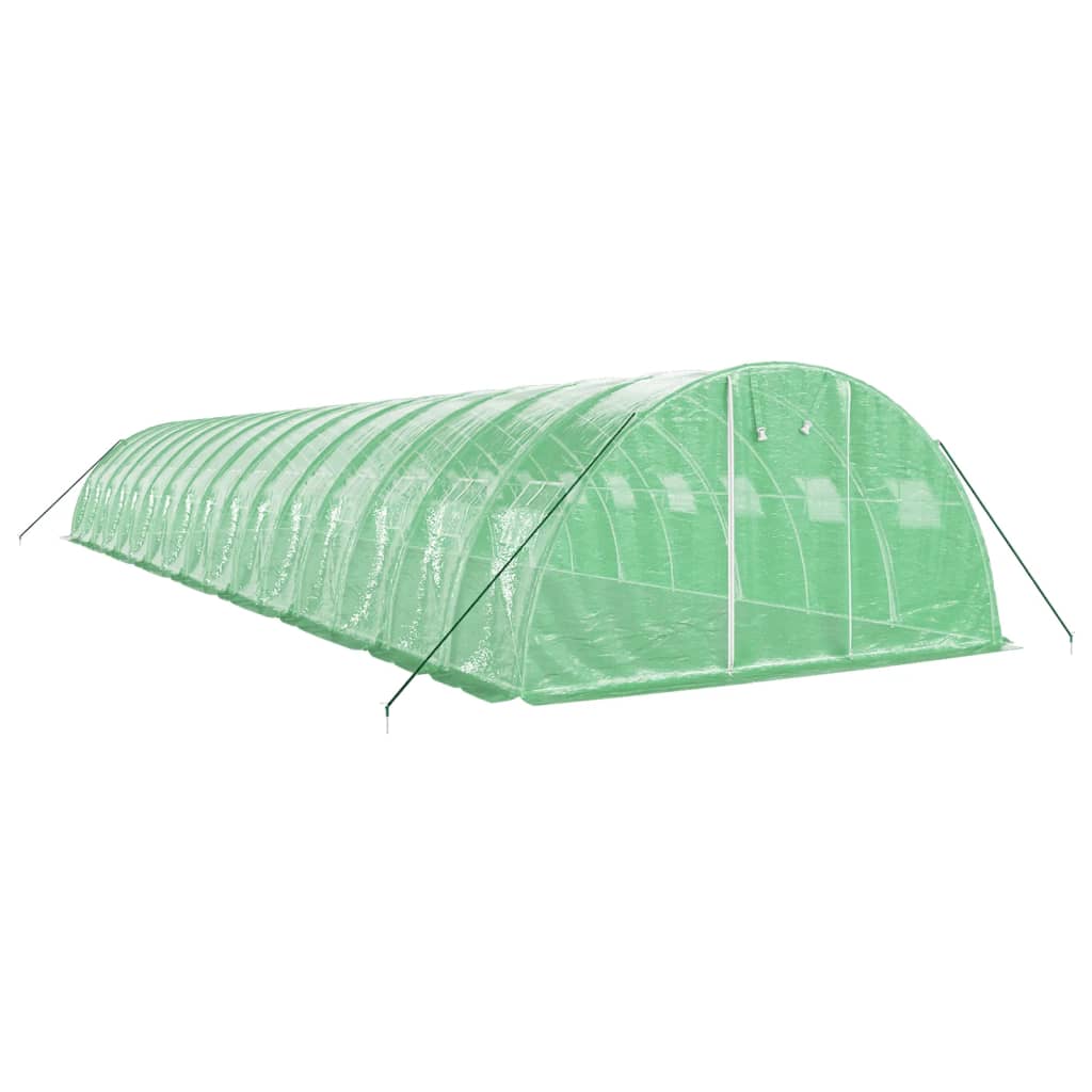 VidaXL Gartengewächshaus mit Stahlrahmen 64 m² 16x4x2 m grün