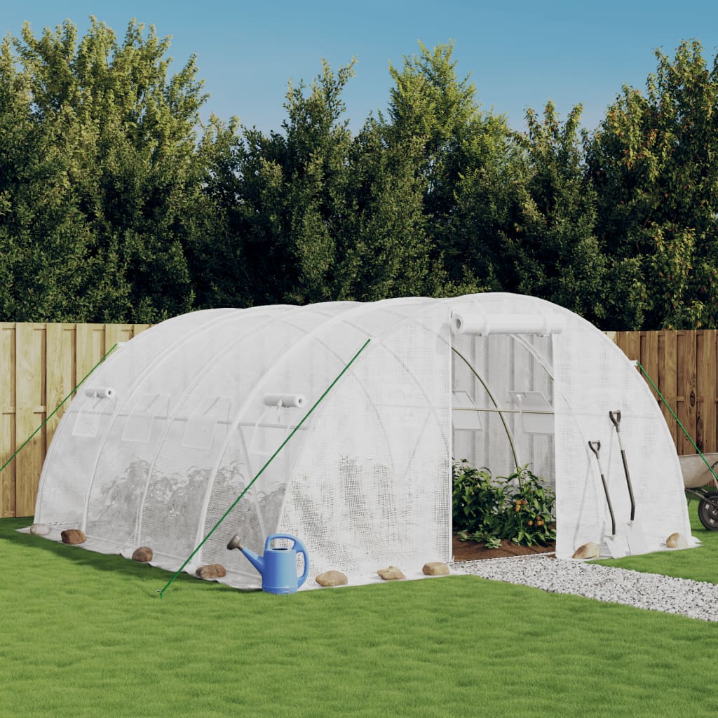 Vidaxxl Gewächshaus mit Stahlrahmen weiß 16 m² 4x4x2 m