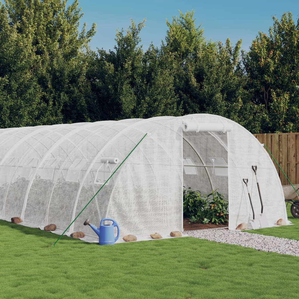 VidaXL Gartengewächshaus mit Stahlrahmen 48 m² 12x4x2 m weiß