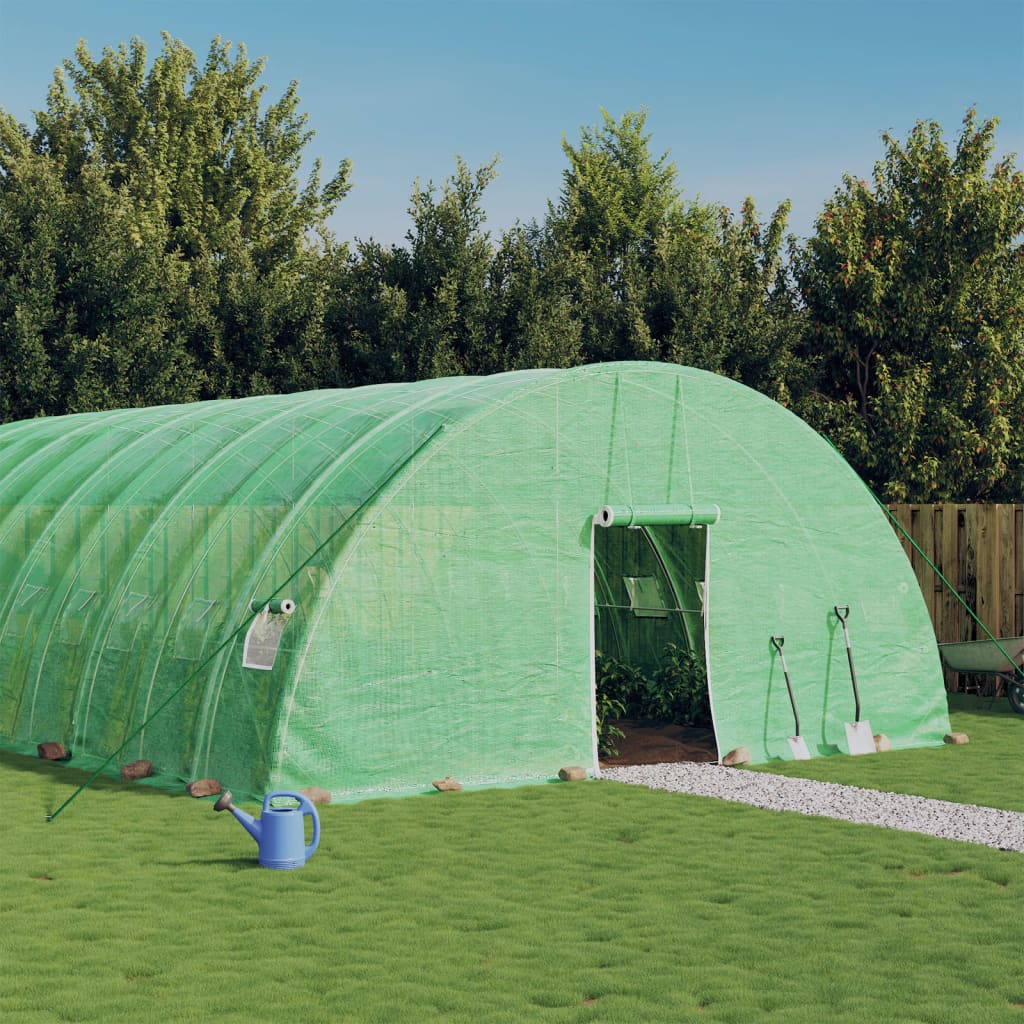 VidaXL Gartengewächshaus mit Stahlrahmen 96 m² 16x6x2,85 m grün