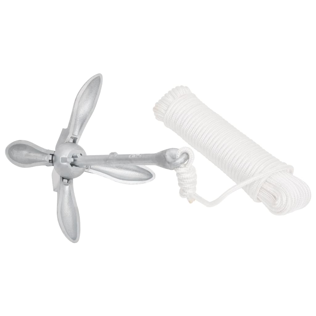 Vidaxx Anker mit Seil faltbar 4 kg feuerverzinktes Gusseisen