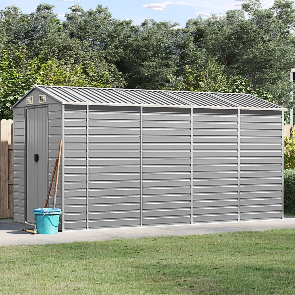 VidaXL Gartenhaus 191x385x198 cm verzinkter Stahl hellgrau