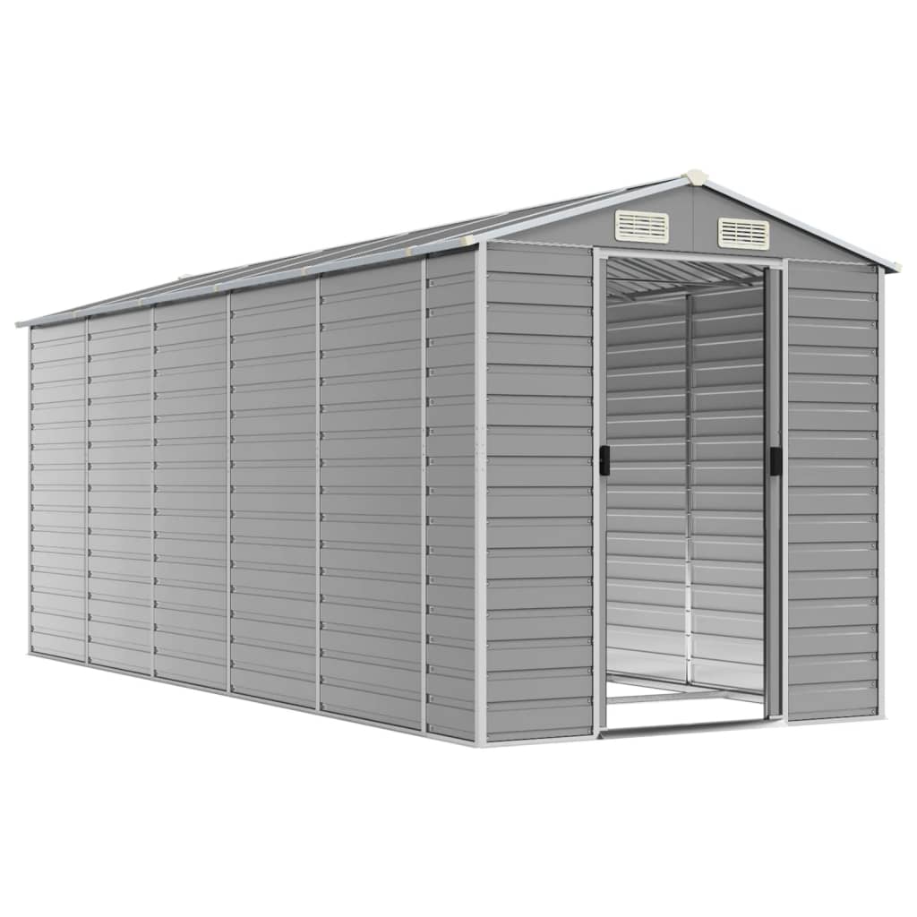 VidaXL Gartenhaus 191x470x198 cm verzinkter Stahl hellgrau