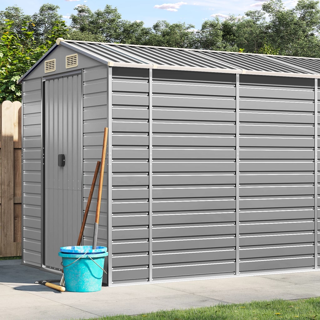 VidaXL Gartenhaus 191x555x198 cm verzinkter Stahl hellgrau