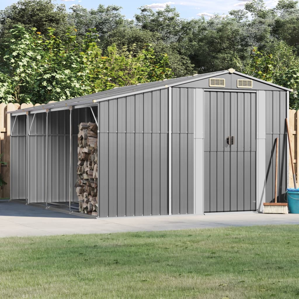 VidaXL Gartenhaus 277x365,5x179 cm verzinkter Stahl grau