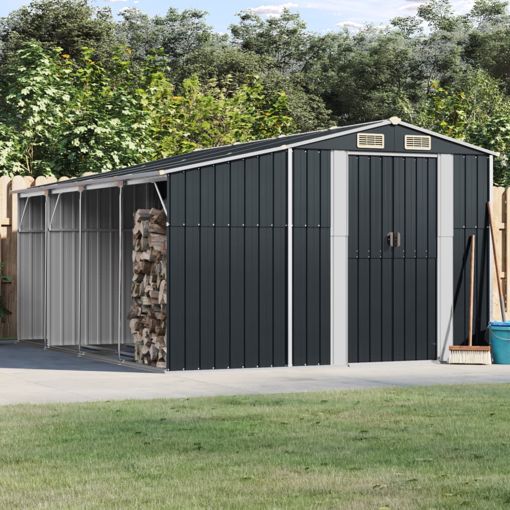 VidaXL Gartenhaus 277x365,5x179 cm verzinkter Stahl Anthrazit