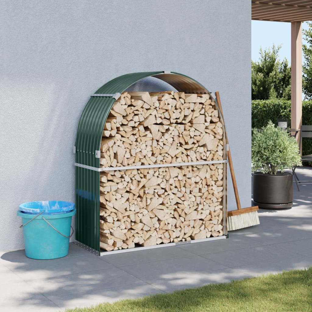 Vidaxx Brennholzlager 120x45x140 cm verzinkter Stahl grün