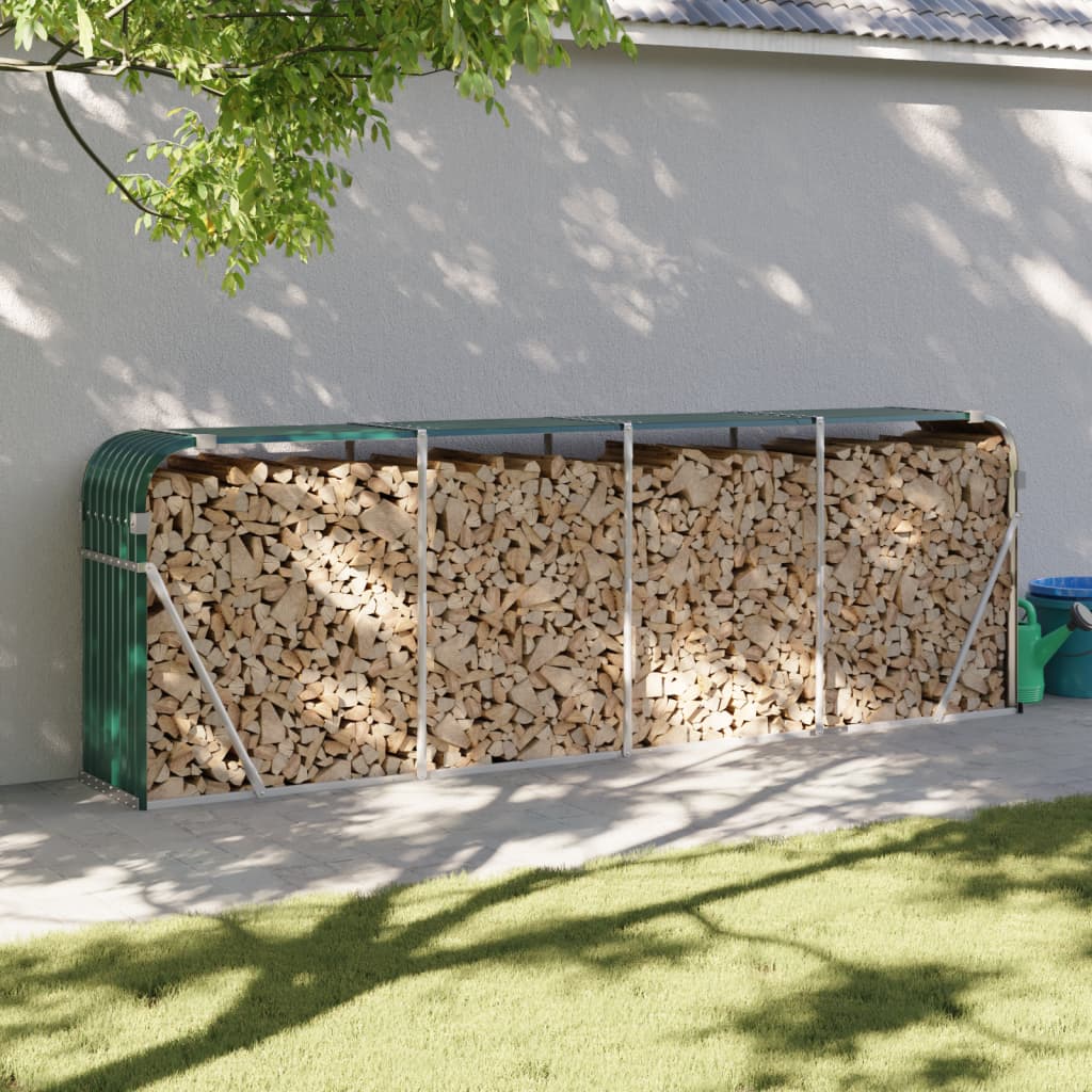 Vidaxx Brennholzlager 300x45x100 cm verzinkter Stahl grün