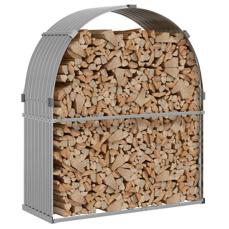 Vidaxx Brennholzlager 120x45x140 cm verzinkter Stahl hellgrau