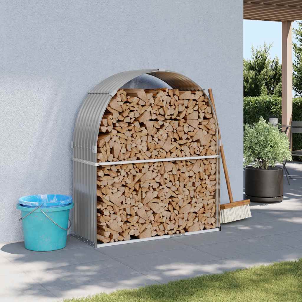 Vidaxx Brennholzlager 120x45x140 cm verzinkter Stahl hellgrau