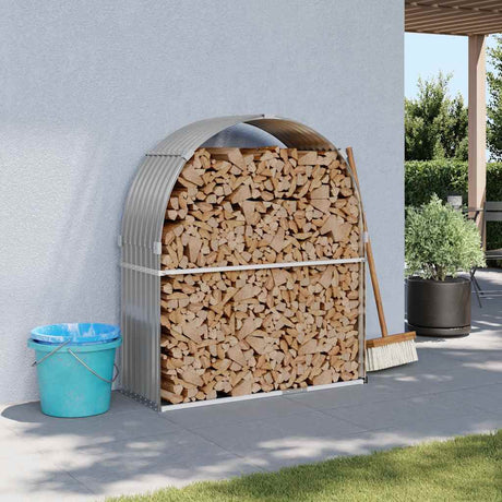 Vidaxx Brennholzlager 120x45x140 cm verzinkter Stahl hellgrau