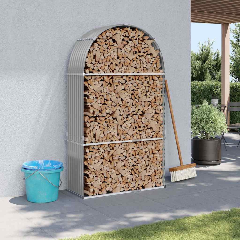Vidaxx Brennholzlager 120x45x210 cm verzinkter Stahl hellgrau