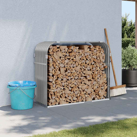 Vidaxx Brennholzlager 120x45x100 cm verzinkter Stahl hellgrau