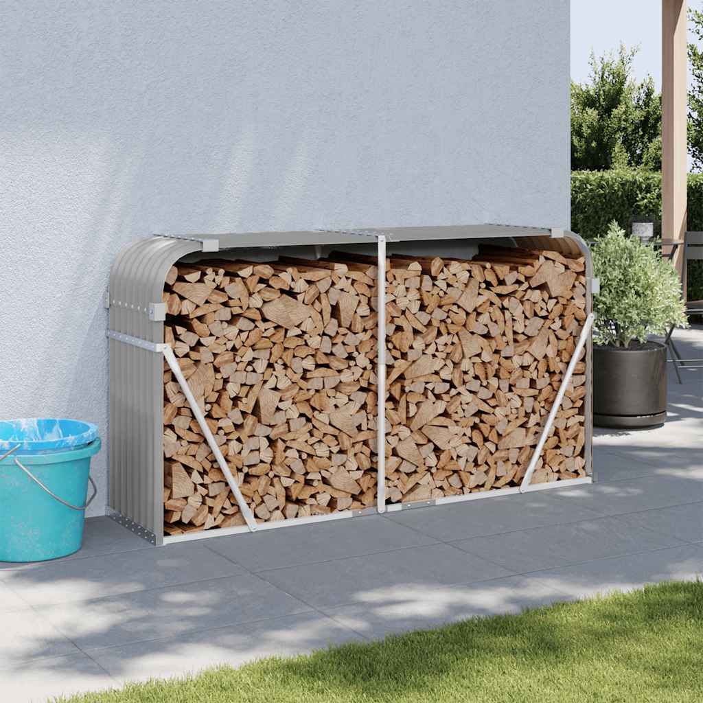 Vidaxx Brennholzlager 180x45x100 cm verzinkter Stahl hellgrau
