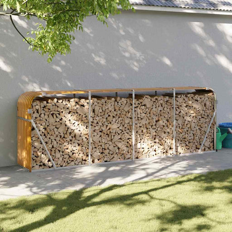 Vidaxx Brennholzlager 300x45x100 cm verzinkter Stahl hellbraun