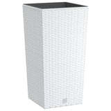 VidaXL Pflanzgefäß mit herausnehmbarem Tablett Rattanoptik 11 26,5 L PP weiß