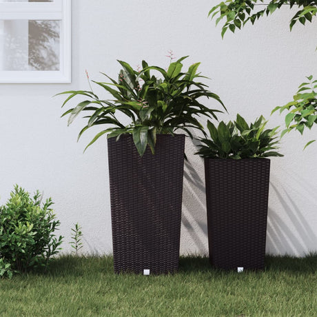 Vidaxl plantenbak met uitneembare bak rattan-look 21 49 l pp bruin