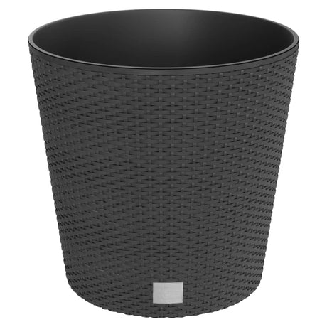 Vidaxl Pflanzgefäß abnehmbarer Behälter Rattanoptik 35 37,5 l PP Anthrazit
