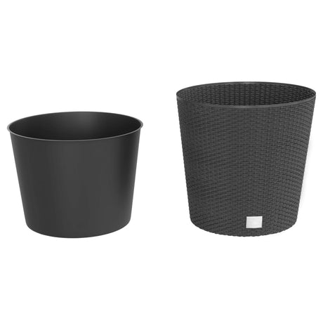 Vidaxl Pflanzgefäß abnehmbarer Behälter Rattanoptik 35 37,5 l PP Anthrazit