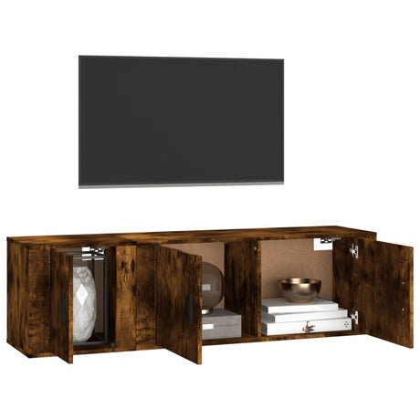 Vidaxl 2-delige tv-meubelset bewerkt hout gerookt eikenkleurig