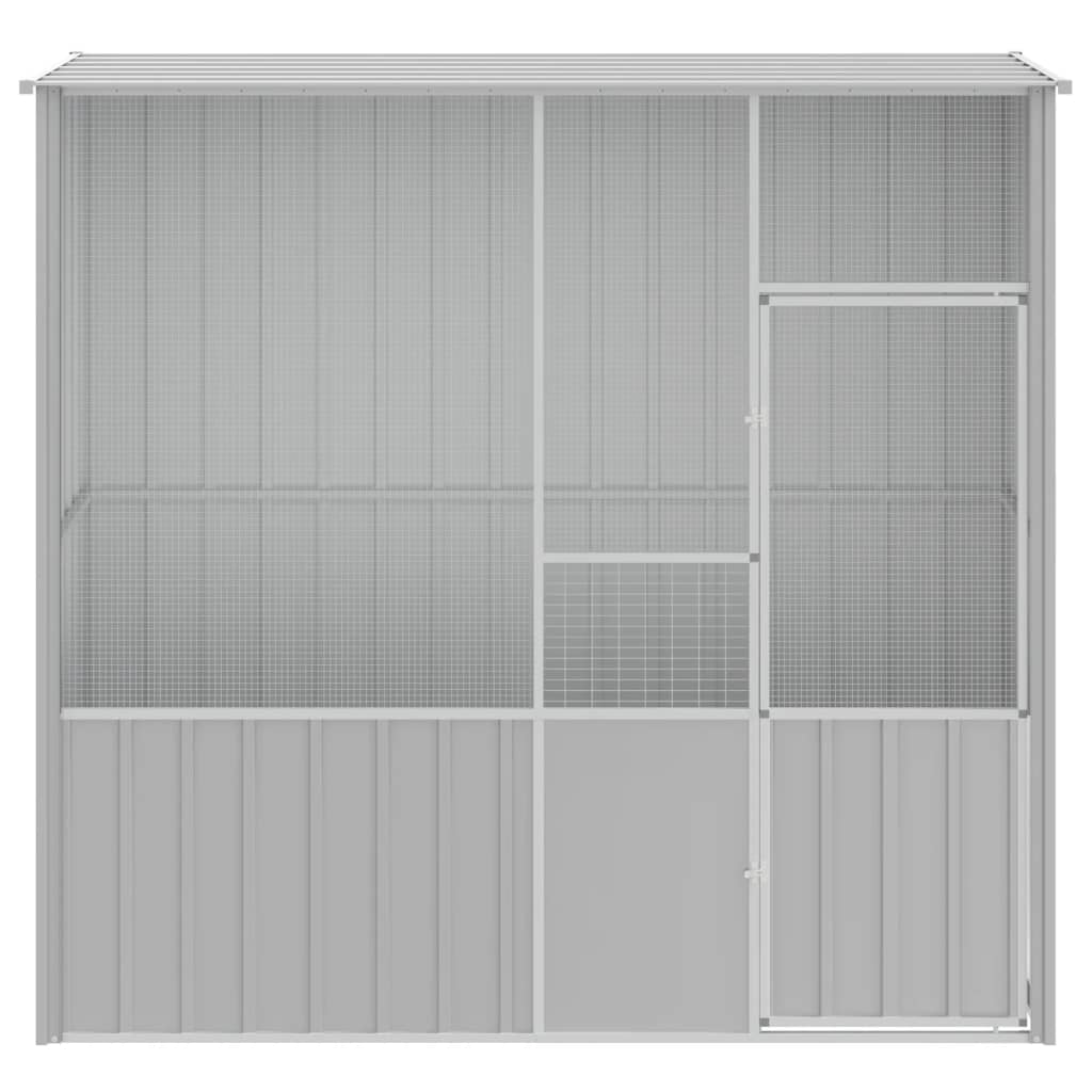 VidaXL Vogelkäfig 215x78x200 cm verzinkter Stahl grau