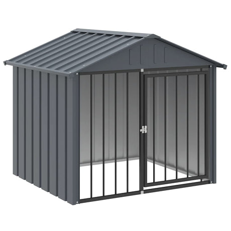 Vidaxxl Hundehütte mit Dach 117x103x102 cm verzinkter Stahl schwarz