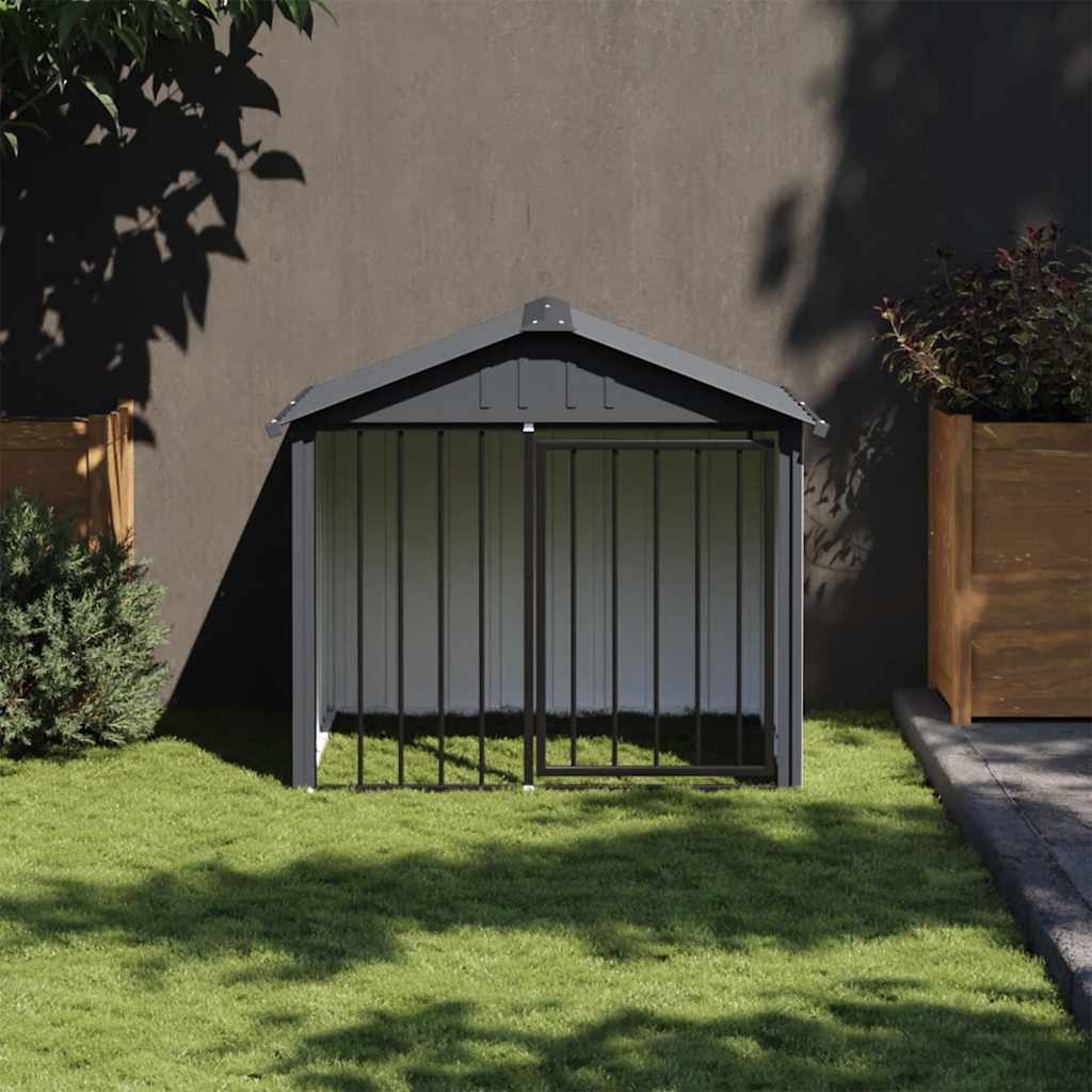 Vidaxxl Hundehütte mit Dach 117x103x102 cm verzinkter Stahl schwarz